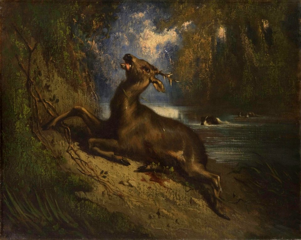 Courbet - Imitator of - Wounded Stag, Cat. 946