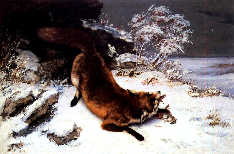 Courbet Fox in the snow