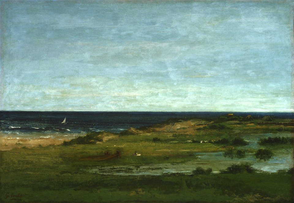 Gustave Courbet - Scène de la côte (1854). Free illustration for personal and commercial use.