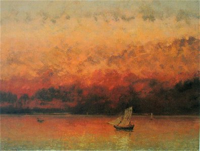 Courbet Genfersee bei Sonnenuntergang 1876. Free illustration for personal and commercial use.