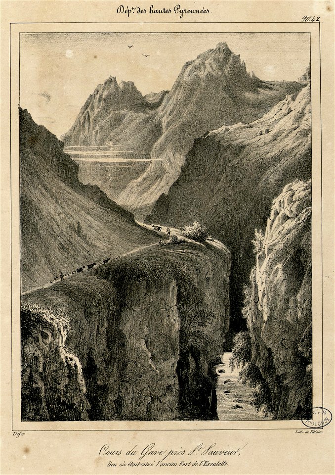 Cours du Gave près St Sauveur, lieu où était situé l'ancien Fort de l'Escalette (Hautes Pyrénées) - Fonds Ancely - B315556101 A DEFER 045