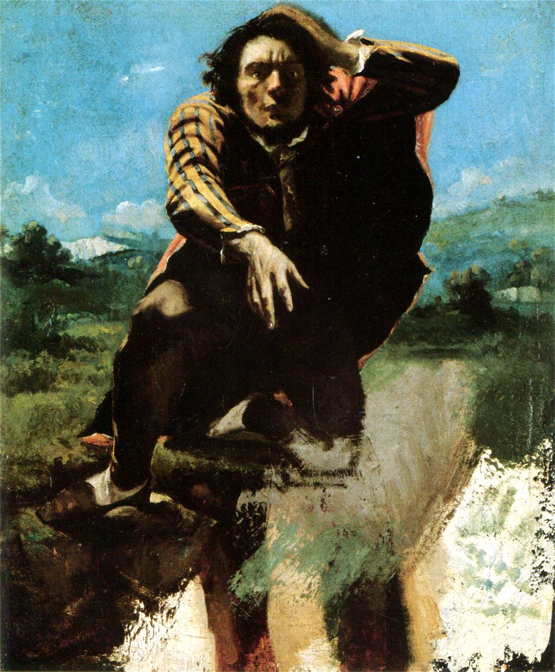 The Man Made Mad with Fear by Gustave Courbet. Free illustration for personal and commercial use.