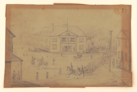 Court House in Corinth, Miss., 32nd Regt. I.V., entering Corinth LCCN2017646925