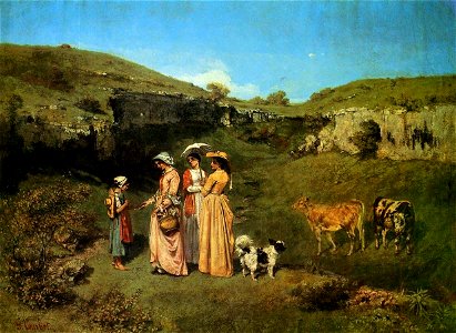 Gustave Courbet - Young Women from the Village - WGA5460. Free illustration for personal and commercial use.