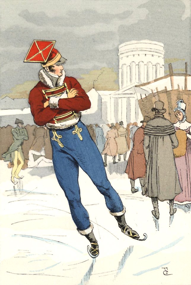 Skaters on the reservoir at La Villette, 1813