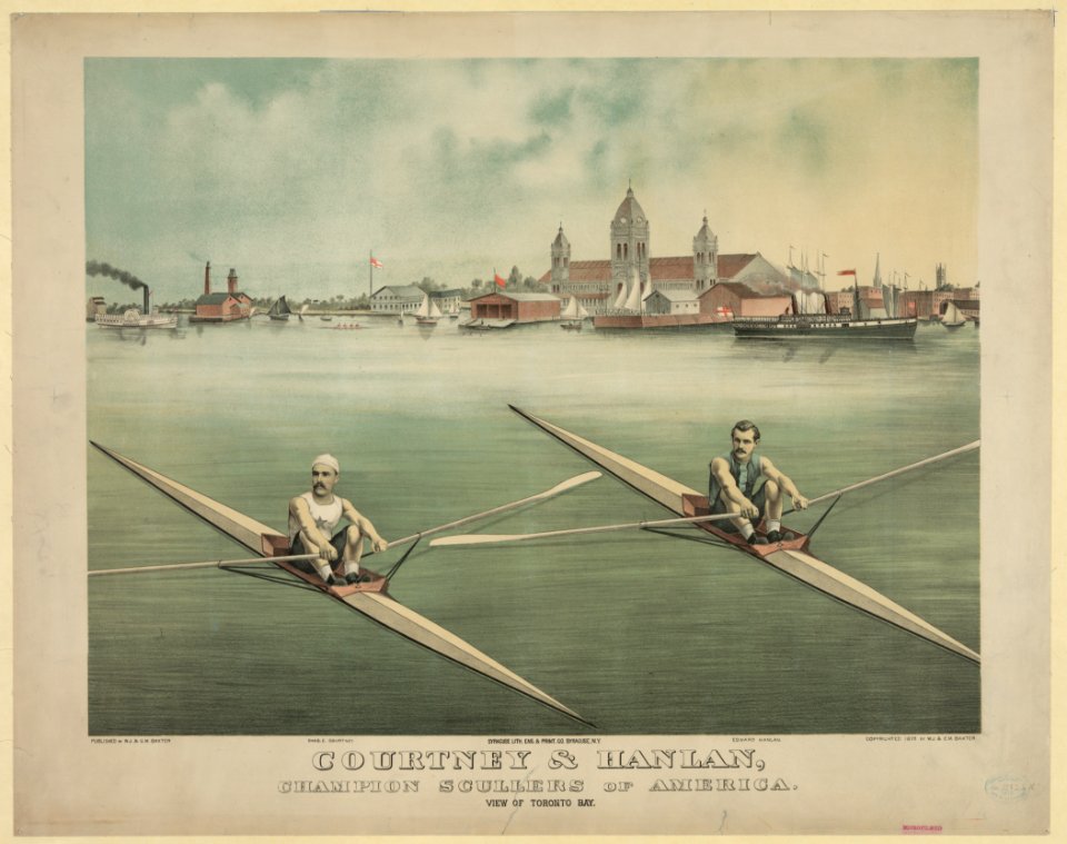 Courtney & Hanlan, champion scullers of America - view of Toronto Bay - Syracuse Lith. Eng. & Print. Co, Syracuse, N.Y. LCCN2008677243