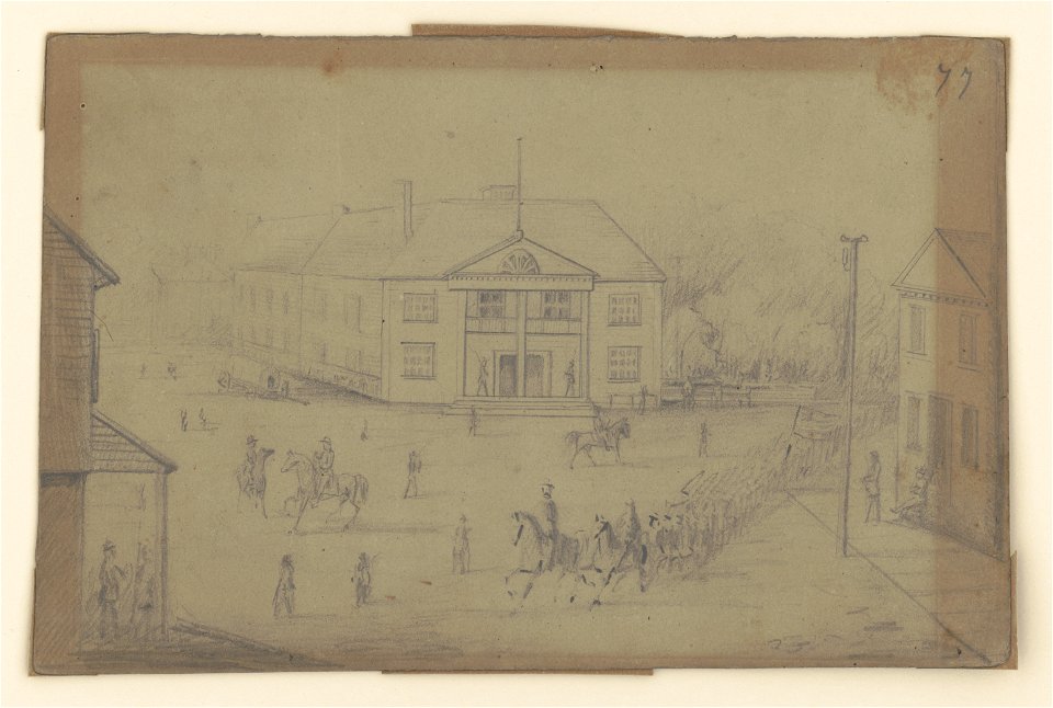 Court House in Corinth, Miss., 32nd Regt. I.V., entering Corinth LCCN2017646925