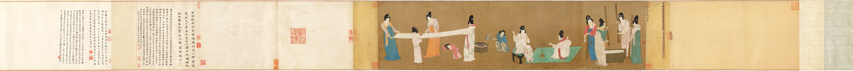 Court Ladies Preparing Newly Woven Silk