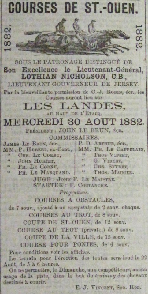 Courses de St Ouen 1882 Nouvelle Chronique de Jersey