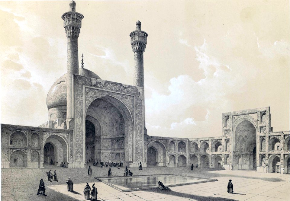 Courtyard of the Jama Mosque by Eugène Flandin