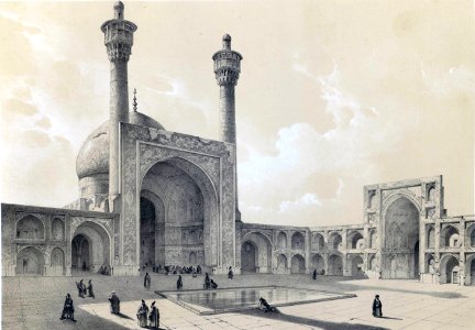 Courtyard of the Jama Mosque by Eugène Flandin