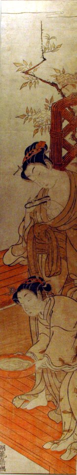 Courtesan trimming her nails while an attendant holds a basin of water (5765354359)