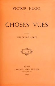 Couverture de l'édition originale de Choses vues, nouvelle série, de Victor Hugo. Free illustration for personal and commercial use.