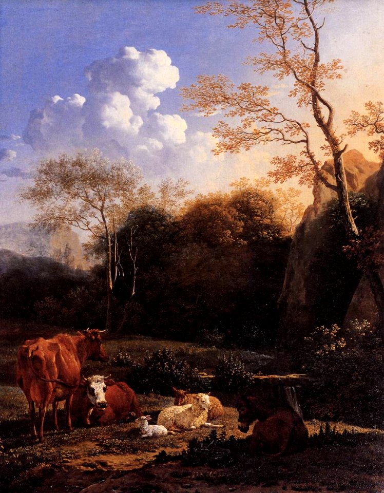 Cows and Sheep at a Stream 1655-1656 Karel Dujardin