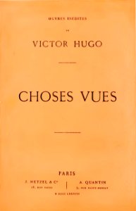 Couverture de l'édition originale de Choses vues, de Victor Hugo. Free illustration for personal and commercial use.