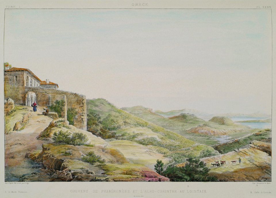 Couvent de Phanéromène et l'Acro-Corinth au lοintain - Rey Etienne - 1867