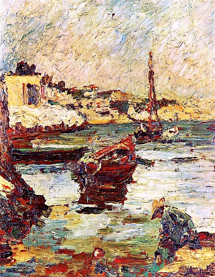 Cove-and-Boats-Adolphe-Joseph-Thomas-Monticelli-Oil-Painting