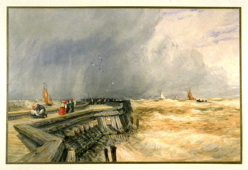 David Cox (I) - Grey Day, Calais Pier