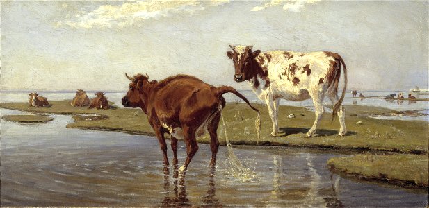 Cows on Saltholm (Theodor Philipsen) - Nationalmuseum - 19755. Free illustration for personal and commercial use.