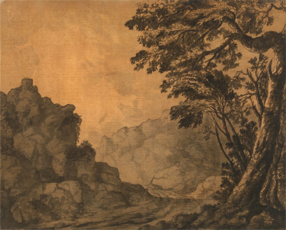 Alexander Cozens - A Road in a Mountain Landscape with Trees to the Right - Google Art Project