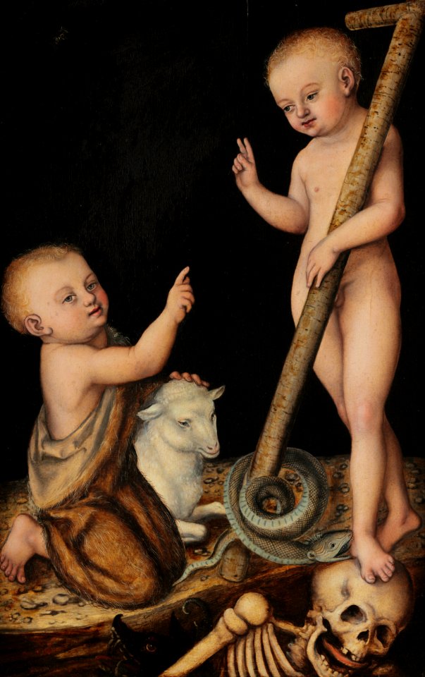 Lucas Cranach - Adoration of The Child Jesus by St John the Baptist - Google Art Project