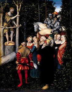 Lucas Cranach the Elder - The Sermon of St. John the Baptist - Google Art Project. Free illustration for personal and commercial use.