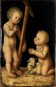 Lucas Cranach d.Ä. - Das Jesuskind mit dem jugendlichen Johannes. Free illustration for personal and commercial use.