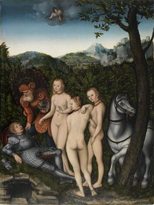 Lucas Cranach d.Ä. - Das Urteil des Paris (Statens Museum for Kunst). Free illustration for personal and commercial use.