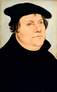 Lucas Cranach (I) workshop - Martin Luther - Gemäldegalerie Berlin. Free illustration for personal and commercial use.