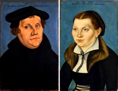 Lucas Cranach d.Ä. - Doppelporträt Martin Luther u. Katharina Bora (Museo Poldi Pezzoli). Free illustration for personal and commercial use.