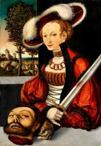 Lucas Cranach d.Ä. - Judith mit dem Haupt des Holofernes (1530). Free illustration for personal and commercial use.