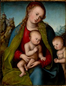 Lucas Cranach d.Ä. - Madonna mit dem Kind und dem Johannesknaben (Brukenthal-Museum). Free illustration for personal and commercial use.