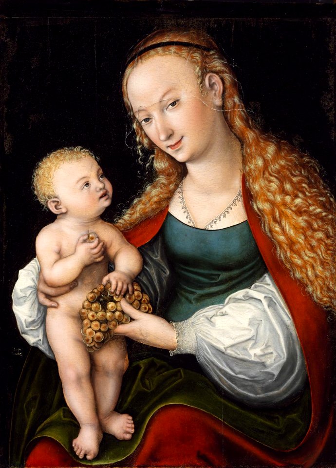 Lucas Cranach d.Ä. - Maria reicht dem Kind eine Traube (Budapest)