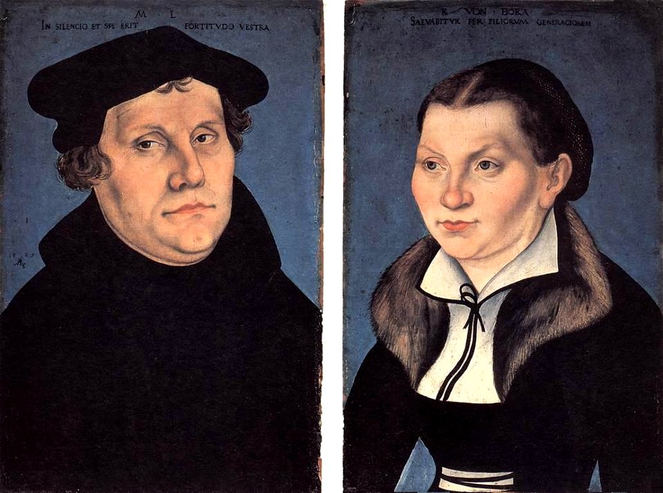 Lucas Cranach d. Ä. - Diptych with the Portraits of Luther and his Wife - WGA05704