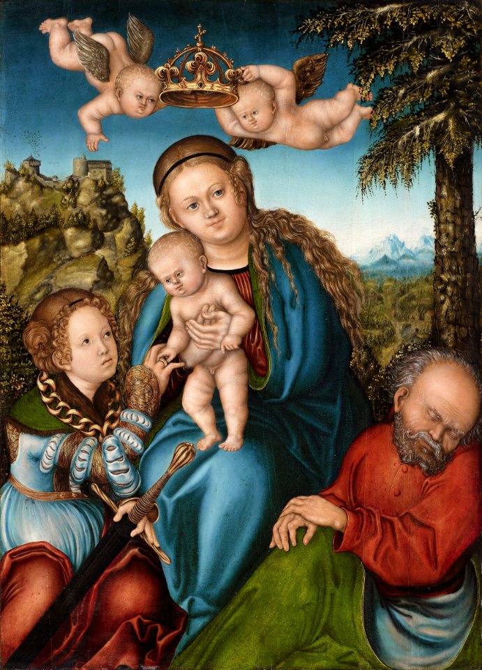 Lucas Cranach d.Ä. (Werkst.) - Mystische Vermählung der heiligen Katharina