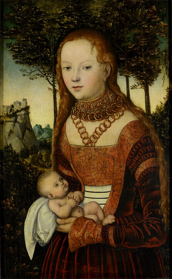 Lucas Cranach d.Ä. - Junge Mutter mit Kind, sog. Buße des heiligen Johannes Chrysostomos (Wartburg-Stiftung)