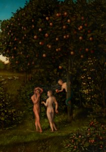 The Fall of Man by Lukas Cranach. Free illustration for personal and commercial use.