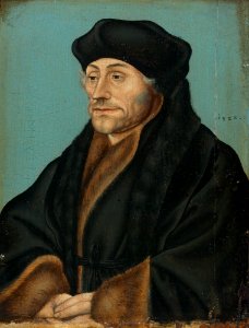 Werkstatt von Lucas Cranach d.Ä. - Porträt des Erasmus von Rotterdam. Free illustration for personal and commercial use.