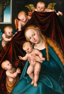 Lucas Cranach d.Ä. - Madonna mit dem Jesuskind und Johannes (Detroit Institute of Arts)
