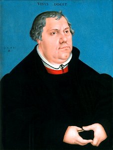 Martin Luther (1546), by workshop of Lucas (I) Cranach. Free illustration for personal and commercial use.