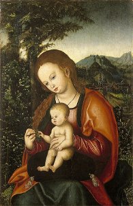 Virgin and Child from the workshop of Lucas Cranach (I) Bonnefantenmuseum 3465. Free illustration for personal and commercial use.