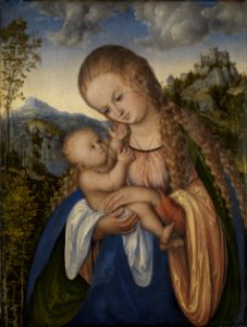 Lucas Cranach d.Ä. - Madonna mit Kind (Karlsruhe, Kunsthalle). Free illustration for personal and commercial use.