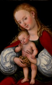 Lucas Cranach d.Ä. - Madonna und Kind mit Trauben (Minneapolis Institute of Art). Free illustration for personal and commercial use.