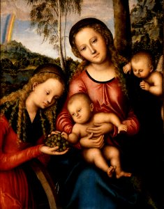 Lucas Cranach d.Ä. - Madonna mit dem Kinde und der heiligen Katharina (Portland Art Museum). Free illustration for personal and commercial use.