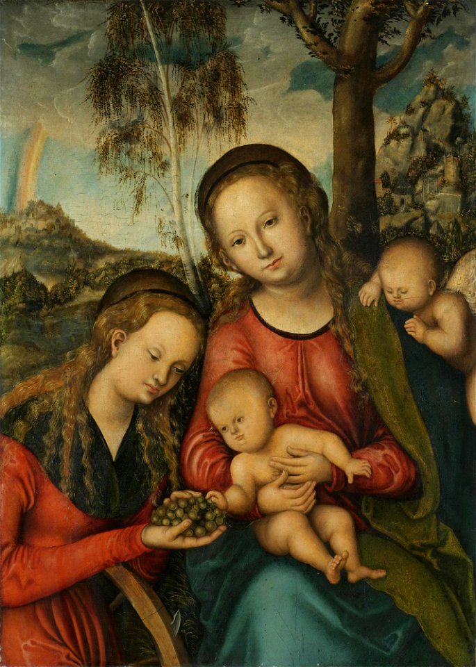 Lucas Cranach d.Ä. - Madonna mit Kind und Hl. Katharina mit Trauben und ...