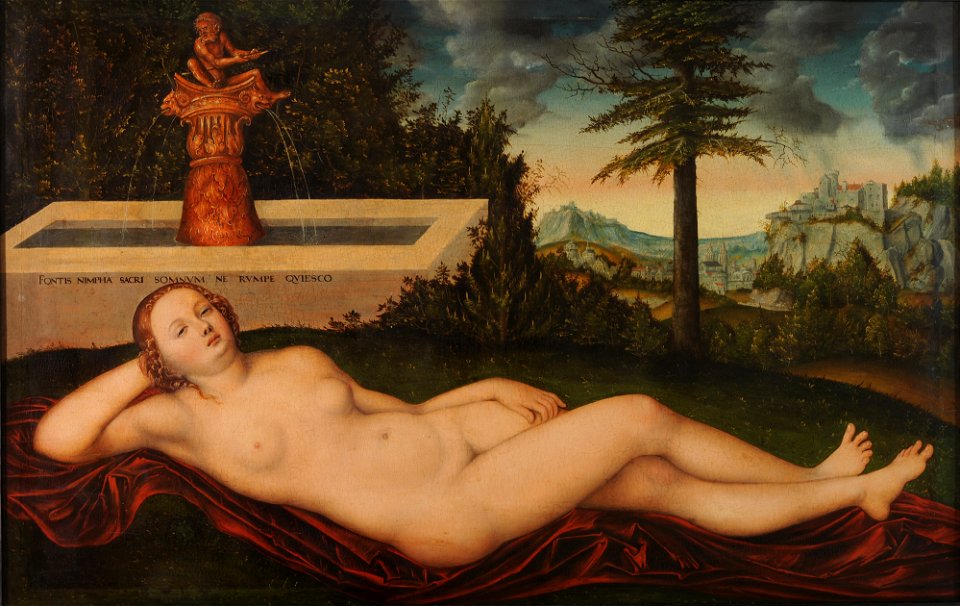 Lucas Cranach d. Ä. - Reclining River Nymph at the Fountain - WGA05636