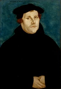 Lucas Cranach d.Ä. (Werkst.) - Porträt des Martin Luther (Deutsches Historisches Museum). Free illustration for personal and commercial use.