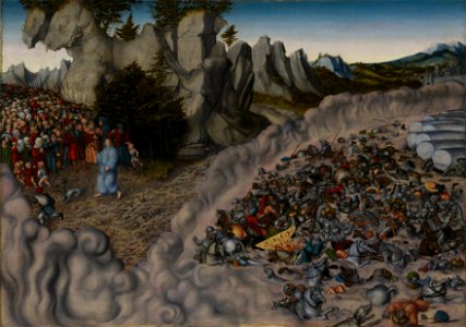 Lucas Cranach d.Ä. - Zug der Israeliten durch das Rote Meer (Staatsgalerie Aschaffenburg). Free illustration for personal and commercial use.
