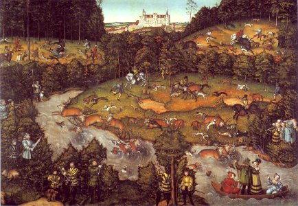 Lucas Cranach d.Ä. - Hofjagd bei Schloss Hartenfels (Cleveland Museum of Art)