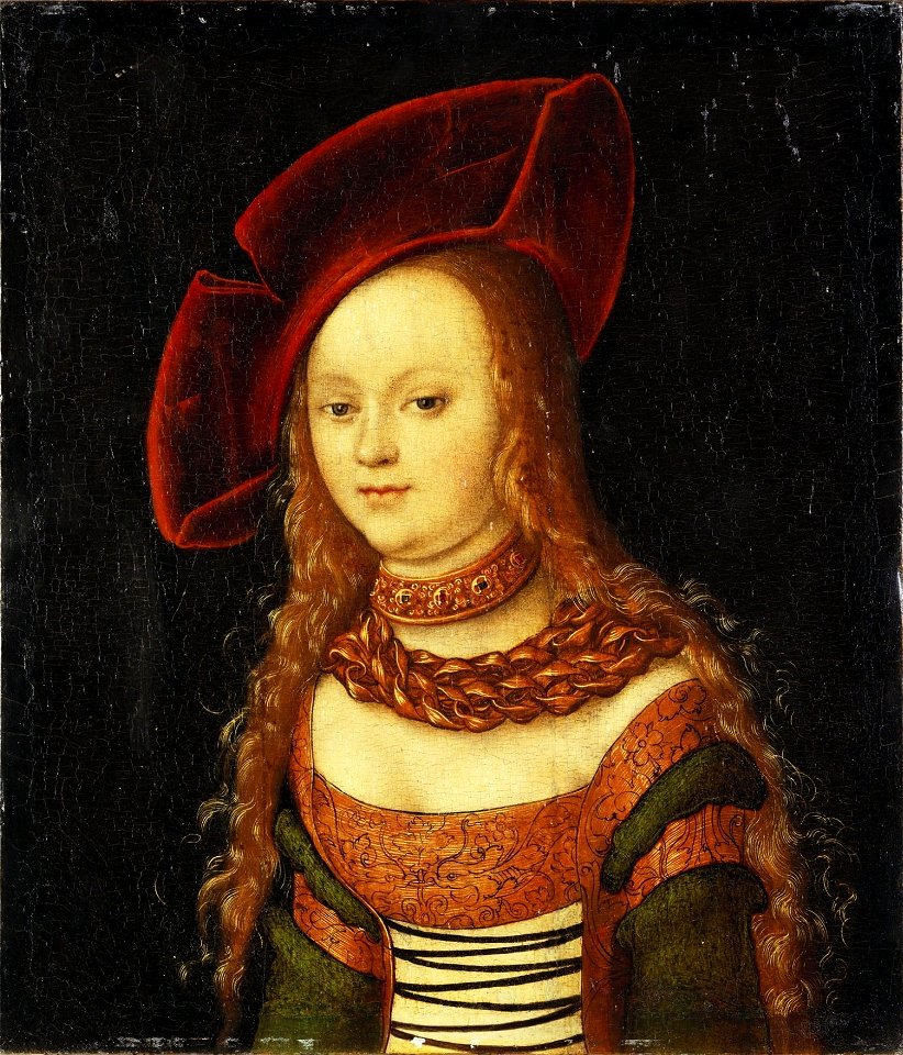 Lucas Cranach d.Ä. - Bildnis eines jungen Mädchens mit rotem Hut